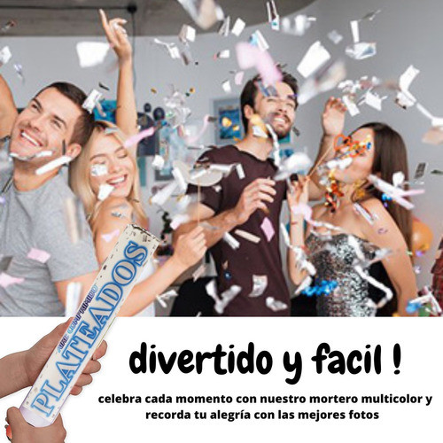 Cañon Lanza Papel Papelitos Plateados Metalizados Cotillon 1