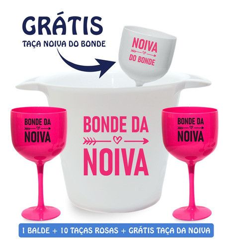 Kit Bonde Da Noiva 10 Taças Gin + 1 Balde De Gelo Despedida 1