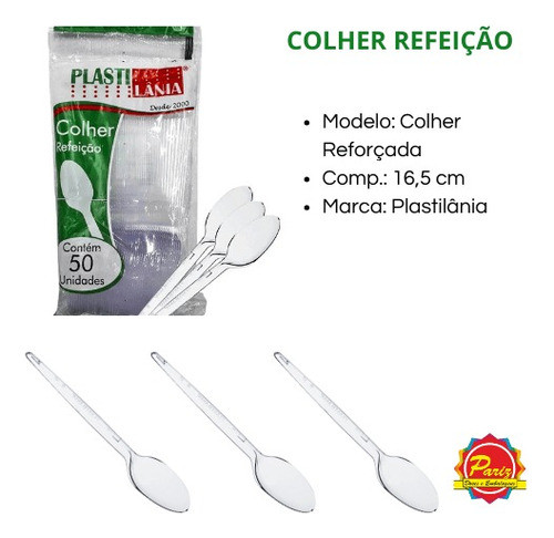 Kit 500 Colher De Plástico Descartável P/ Refeição Reforçada 1