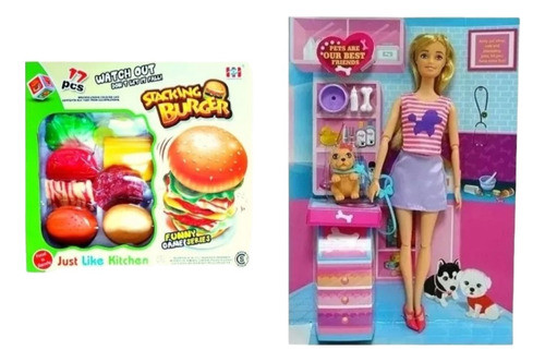 Muñeca Veterinaria Anlily + Torre Hamburguesa Apilable 1