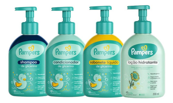 Kit Shampoo + Condi + Sab Líquido + Hidratante Pampers 200ml 0 Kit Shampoo + Condi + Sab Líquido + Hidratante Pampers 200ml 0