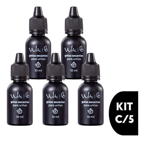 Kit C/5 Gotas Secantes De Esmalte Para Unhas 10ml Vult 0