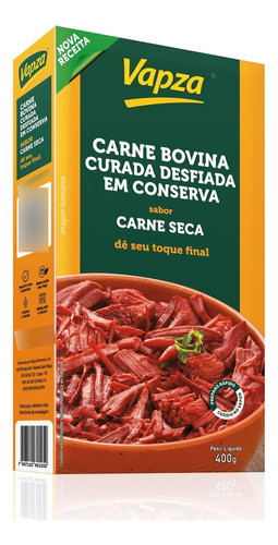 Carne Seca Bovina Curada Desfiada Cozida Vapza 400g 0