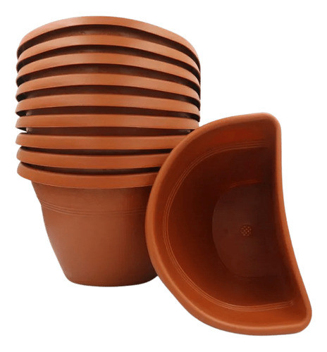 Vaso De Parede 17x23 Cm Desli - Kit 10 Unid - Cor Marrom 0