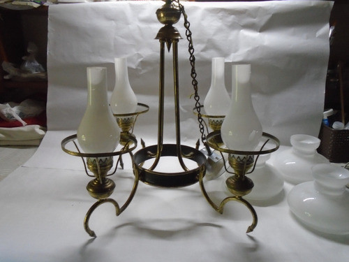 Araña Bronce 4 Luces C/ Doble Tulipas 1