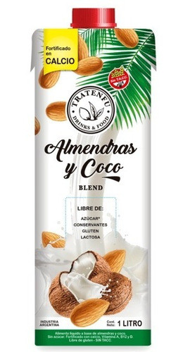 Leche De Almendras Sabor Coco Tratenfu Packs X1lts 0