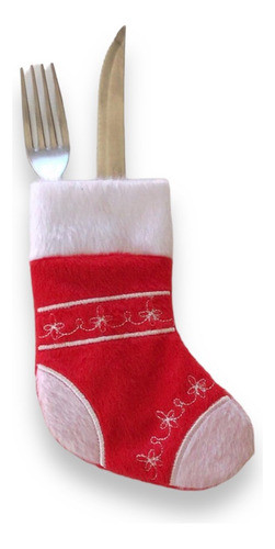 Bota Navideña Porta Cubierto Bordadas Personalizadas X6 Und 0