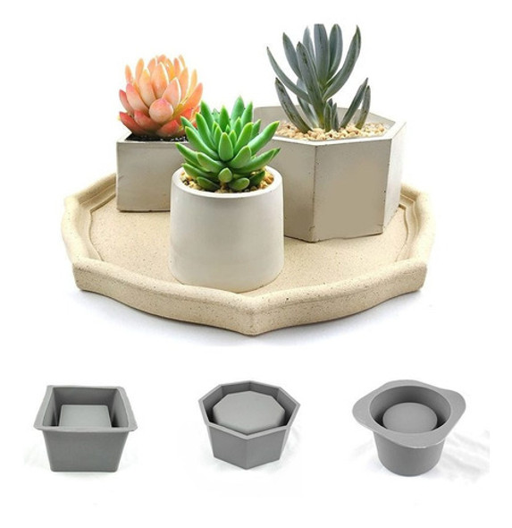 3 Peças De Resina Epóxi Para Vasos De Flores, Molde De Silic 0