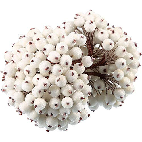 Bayas Artificiales 12mm 400u Frosted  Blanco 0
