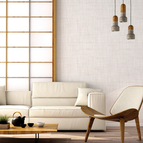 Papel De Parede Decorativo Tecido Linho Bege Sala Quarto 10m 1