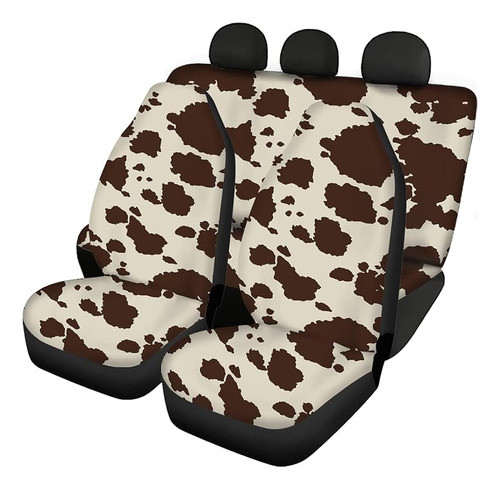 Biyejit Brown Cow Print Auto Accessories Juego Completo 4 Fu 0