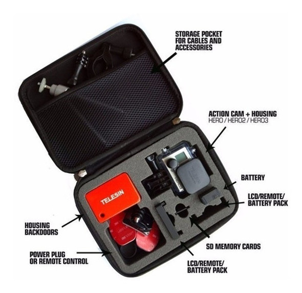 Case Bolsa Gopro Hero 3 4 5 6 E 7 Go Pro Maleta (média) 1