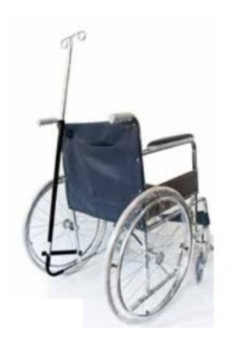 Porta Suero Cromado Para Sillas Ruedas 2 Ganchos Regulable 0