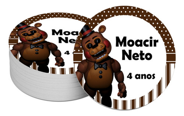 30 Tags Adesivos Personalizados 4cm Five Nights 0