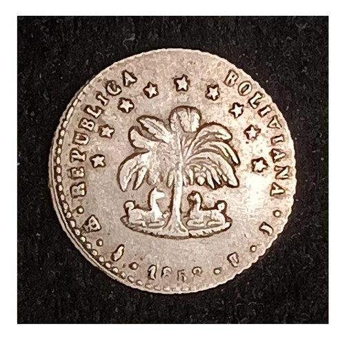 Bolivia 1/2 Sol 1858 Fj Exc Plata Km 118.2 Variedad 0