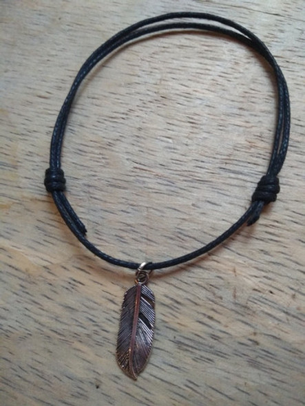 Tobillera Hombre Mujer Hilo Cordón Regulable Dije Pluma 0
