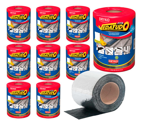 Kit 9 Manta Asfáltica Auto Adesiva Aluminizada - 20cm X 10m 0