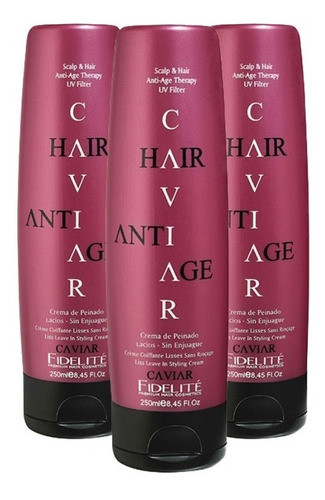 Kit X 3 Cremas De Pienado Cabellos Lacios Caviar Fidelite 0
