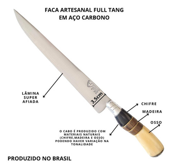 Faca Artesanal De Churrasco 10 Campeira Afiada Promoção Nfe 1