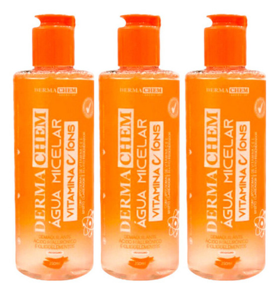 Kit 3 Água Micelar Demaquilante Vitamina C Dermachem 250ml 0 Kit 3 Água Micelar Demaquilante Vitamina C Dermachem 250ml 0