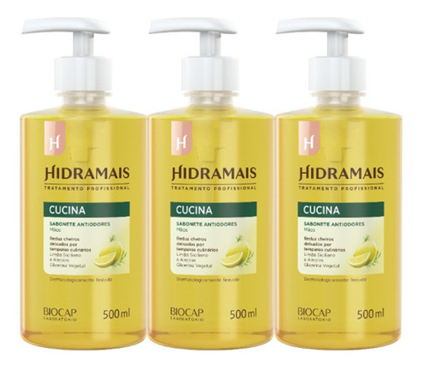 Kit 3 Sabonetes Cucina Limão Siciliano 500ml Hidramais 0