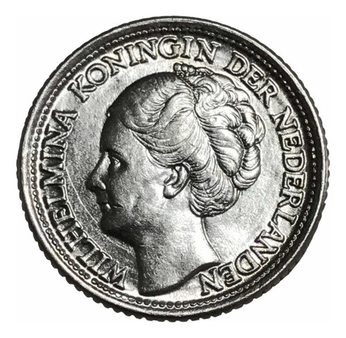 Moneda Holandesa De Plata Sin Circular 25 Centavos Año 1944 0