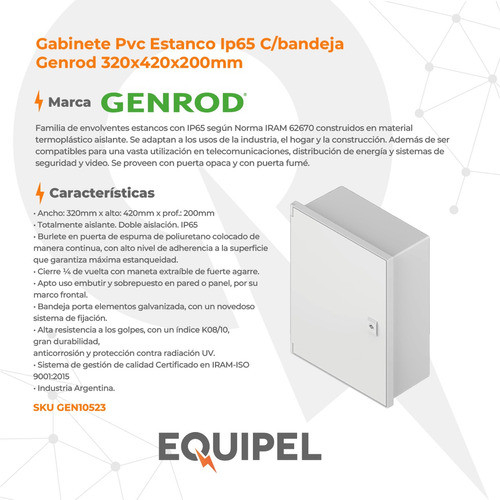 Gabinete Pvc Estanco Ip65 C/bandeja Genrod 320x420x200mm 1