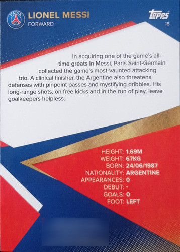 Carta Lionel Messi Topps Psg Team Set Rainbow Foil 21-22 1