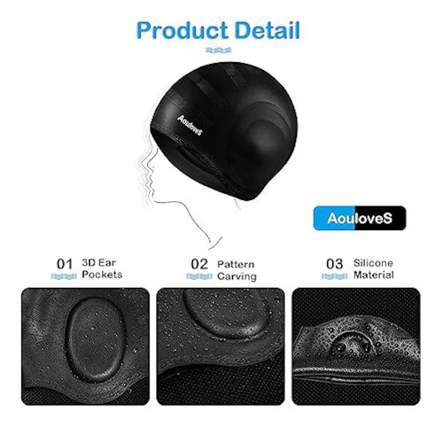 Aouloves Gorras De Natación Para Cabello Largo, 1