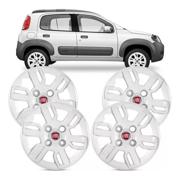 Jogo Calota Uno Way Economy 13 14 15 Aro 13 + Emblema Fiat 0