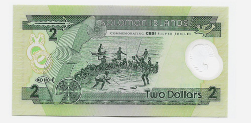 Fk Billete Islas Salomon 2 Dolares 2001 P-23a Polimero U N C 1
