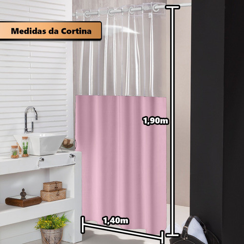 Cortina Para Box Banheiro 100% Pvc Antimofo Envio Imediato 1