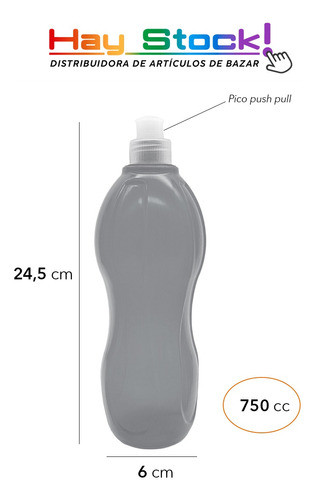 Botella Plastica Deportiva Tapa Push Pull 750ml / 25 Unid 1