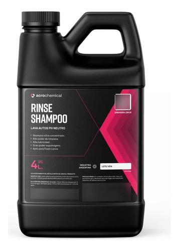Rinse Shampoo Autos Ph Neutro Concentrado 4 Lts Acrochemical 0