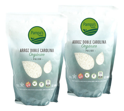 Arroz Doble Carolina Org. Sin Tacc Pampa´s Organic 2 X 500gr 0