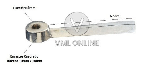 Manija Palanca Cromada Llave Paso Para Gas Cuadrado Pack X2 1