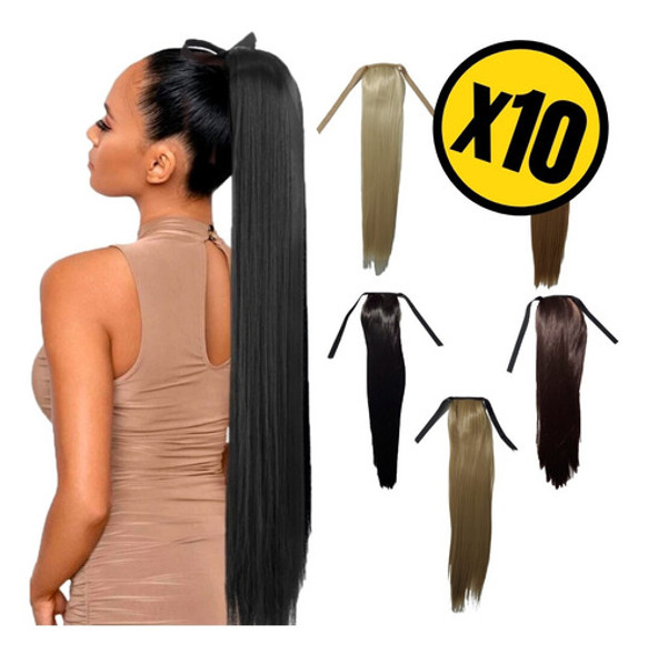 X10 Pelo Sintetico Cola Caballo Pony Premium Simil Natural 0
