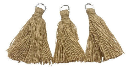 Pingente Franja Algodão Bege Claro C/ Argolinha 10und 0