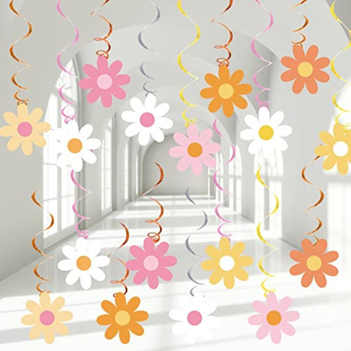 60 Espirales Colgantes De Margaritas Coloridas De 0