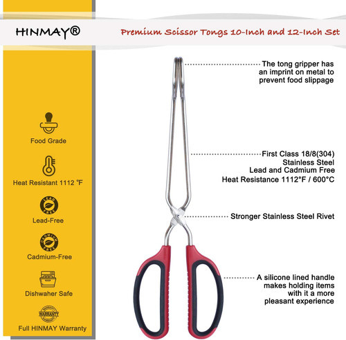Tijeras Tongs De Acero Inoxidable De 25 Y 30 Cm, Juego De 2 1