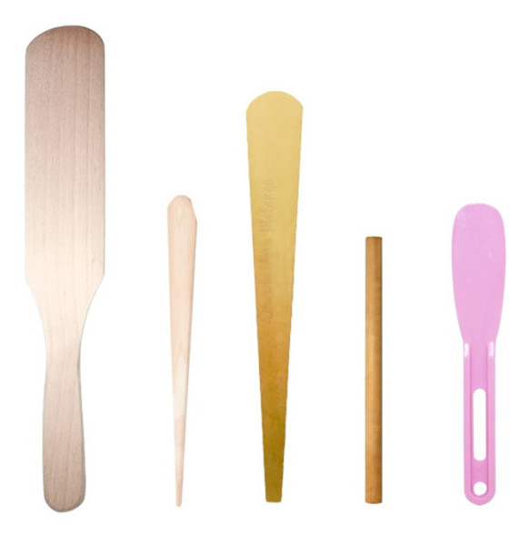 Kit Espátulas Madera Plástico Para Depilación X 5 Unidades 0