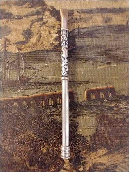 Antigua Bombilla Bañada En Plata Y Oro 18 K 0