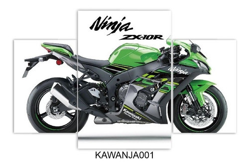 Cuadros Murales Tripticos, Moto Kawasaki Ninja , 72 X 45 0
