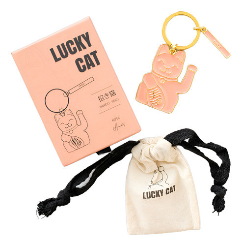 Llavero Lucky Cat - Color Rosa - Intención Amor - Novedad! 0