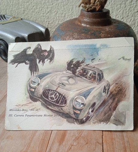 Antigua Tarjeta Postal, Mercedes Benz, 300sl, México, 1952 0