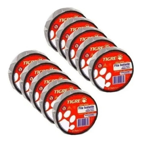 Fita Isolante Tigre Preta Kit C/ 10 Unidades 0