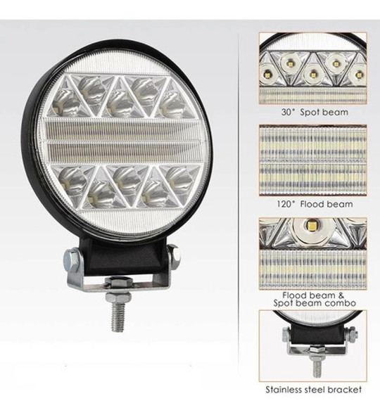 Faro 34 Led 102 W Luz Blanca 12-24v Agro Vehículo 4x4 1