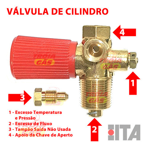Válvula De Cilindro Gnv Ita Inmetro Homologada Kit Gás G3 G5 1