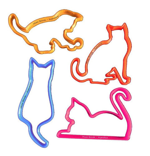 4 Siluetas De Gatitos - Cortantes Molde Galletas Cookie Masa 0