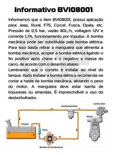 Bomba Combustível Gasolina Diesel Álcool Trator Lancha 12v 1